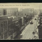 Historic 1910 postcard of 8th Avenue looking west from Centre Street, Calgary
