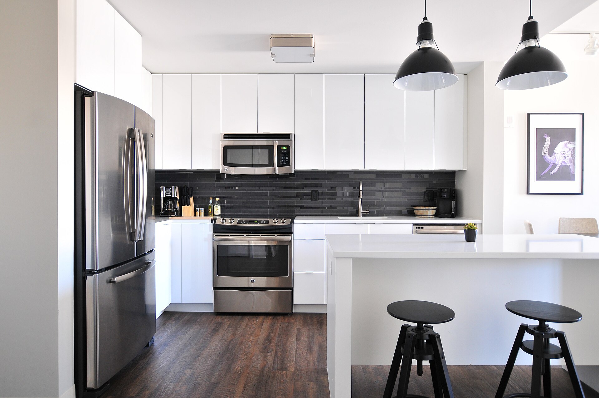 Bright modern white kitchen