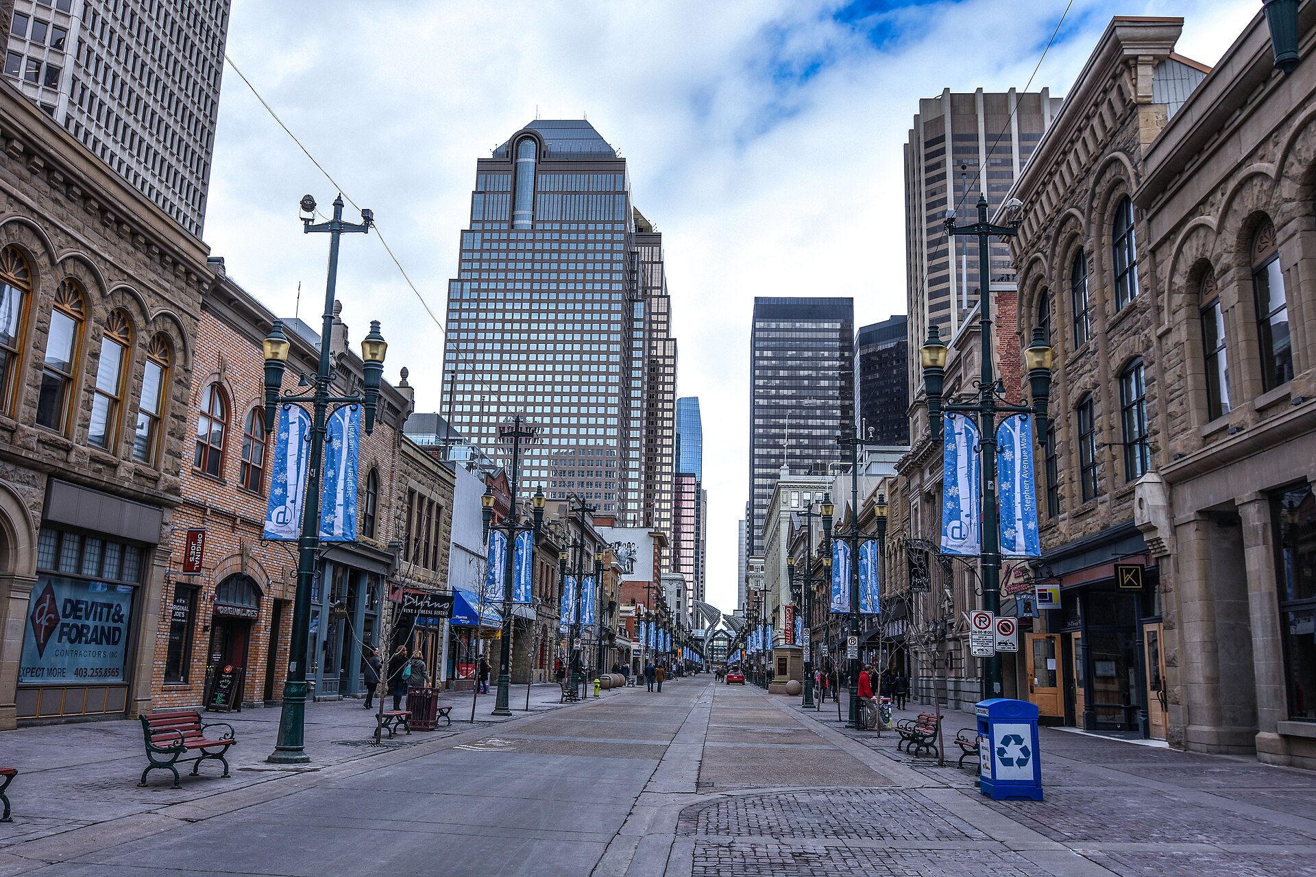 Historic sandstone buildings on Stephen Avenue, Calgary